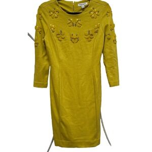 KATE YOUNG for Target‎ S/P Bright Lemon Lime Long-sleeved Dress Crystal Detail